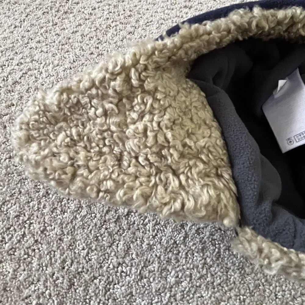 Baby Gap Boys Blue Fleece Trapper Winter Hat Sz S/M Faux Fur Ear Flaps Cap Warm